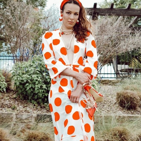 NWT Bohemian Polka Dot Maxi Split Dress S:Sm-Med - Picture 2 of 13